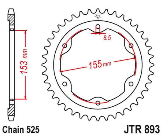 Rear Sprocket 4642 38 KTM 1290 SUPERDUKE (14-18) (464238JTZBK) (Chain.525) COLOR BLACK - Replaces JTR893.38, JT Sprockets