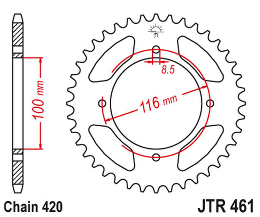 Rear Sprocket 467 47 KAWASAKI KX 80/85 '86-'17 (46747JT) (Chain. 420), JT Sprockets