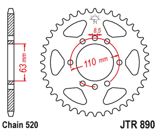 Rear Sprocket 4675 42 KTM 200 DUKE/RC '15-18 (467542JTZBK) (Chain. 520) COLOR BLACK, JT Sprockets