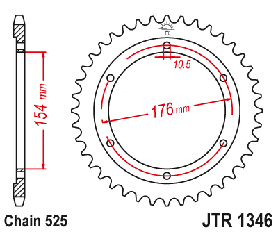 Rear Sprocket 4679 44 HONDA CB 1000RA '18-19, VFR 800 V-TEC (ABS) '14-'17, VFR 800X CROSSRUNNER '15-'17 (467944JT) (Chain. 525), JT Sprockets