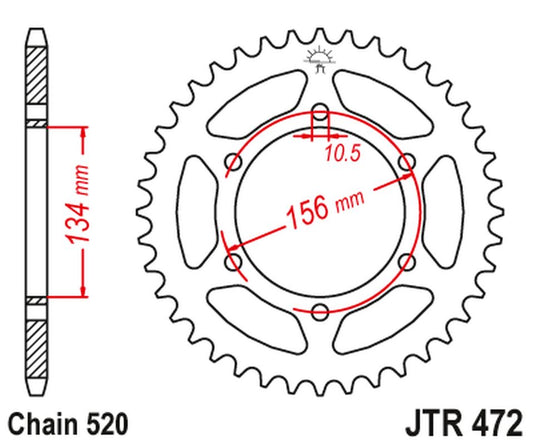 Rear Sprocket 473 40 KAWASAKI Z 200 '77-83', Z 250 '81-83' (47340JT) (Chain.520), JT Sprockets