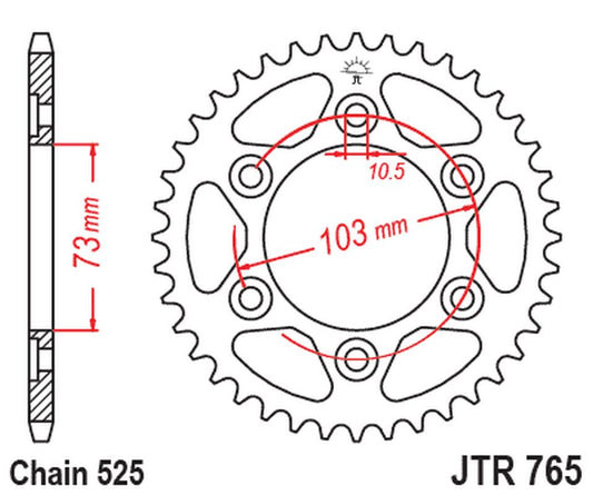 Rear Sprocket 4731 43 DUCATI MULTISTRADA 950 '17-20 (473143JT) (Chain. 525), JT Sprockets