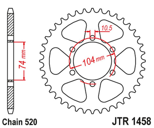 Rear Sprocket 475 40 KAWASAKI KL 250 '77-78', KE 250 '77-79' (47540JT) (Chain520), JT Sprockets