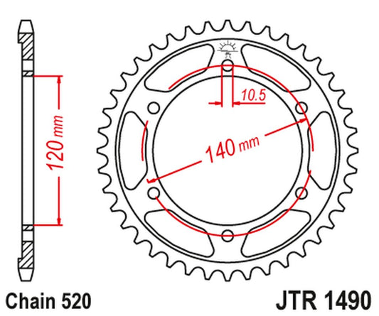 Rear Sprocket 475 42 KAWASAKI KLR 250 84-05 (47542JT) (Chain. 520), JT Sprockets