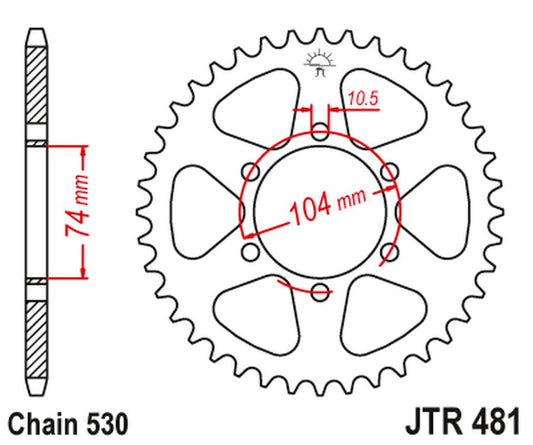 Rear Sprocket 481 42 KAWASAKI Z 400/550 '80-83', Z 650 '79', KH 500 '72-75' (48142JT) (Chain.530), JT Sprockets