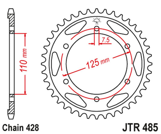 Rear Sprocket 485 48 GILERA 125 KK/KZ '06-89', 125 COUGAR '01' (48548JT) (Chain.428), JT Sprockets