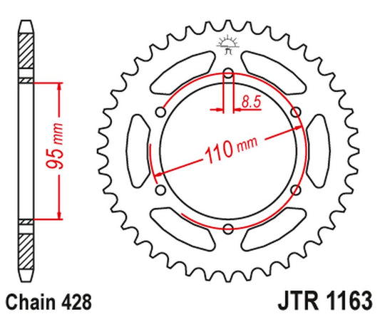 Rear Sprocket 486 45 CAGIVA 125 ELEFANT/STX ALETTA ROSSA '83-88' (48645JT) (Chain. 428), JT Sprockets