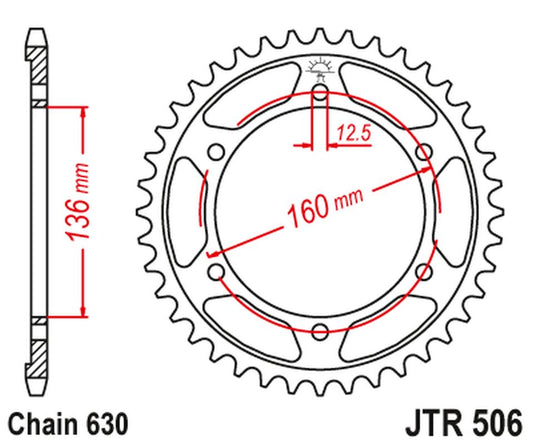 Rear Sprocket 500M 40 KAWASAKI GPZ 1000 RX '86-89' (500M40JT) (chain.630) KONWERSJA, JT Sprockets