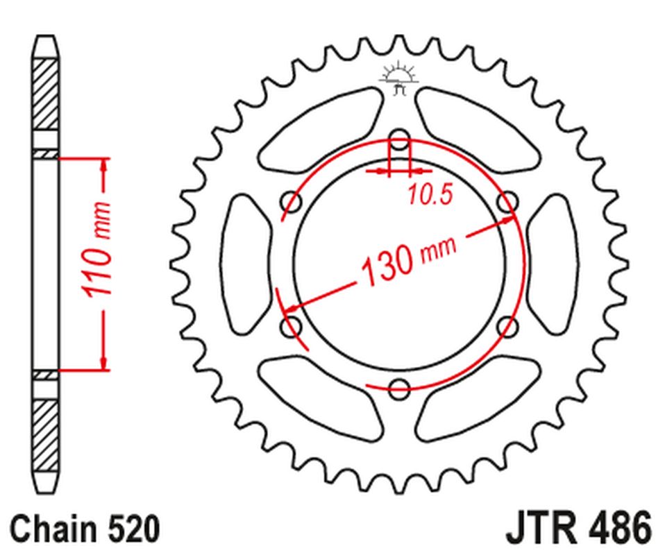 Rear Sprocket 504 45 KAWASAKI EX250 NINJA '08-'12 (50445JT) (Chain. 520) CZARNA, JT Sprockets