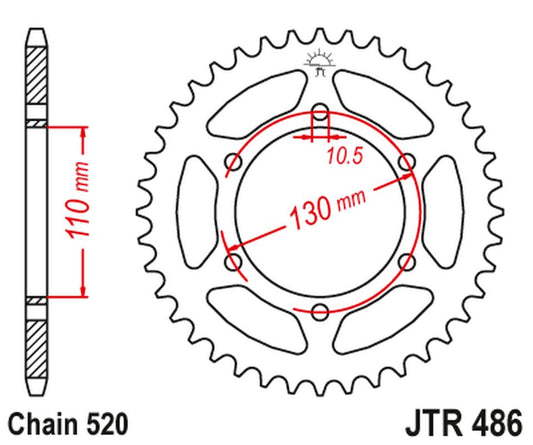 Rear Sprocket 504 46 KAWASAKI KLE 300 VERSYS '17-'24 (50446JT) (Chain. 520) CZARNA, JT Sprockets