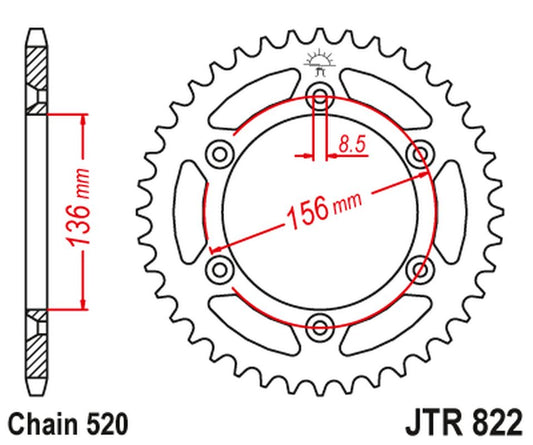 Rear Sprocket 702 53 Aluminium RACELITE HUSQVARNA SM 610 (08-09), SUZUKI DR350 (90-03), RGV 250 (91-96) (70253JTA) (Chain. 520) COLOR BLACK, JT Sprockets