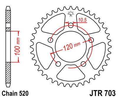 Rear Sprocket 703 41 CAGIVA TAMANACO 125 88-91 (70341JT) (Chain. 520) - Replaces 70340JT (JTR698.40), JT Sprockets