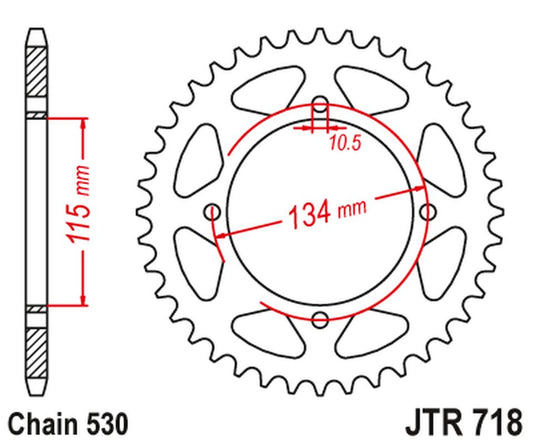 Rear Sprocket 711 48 CAGIVA ELEFANT 650/750 '85-89', DUCATI 650/750 INDIANA CUSTOM '87-90' (71148JT) (Chain.530), JT Sprockets