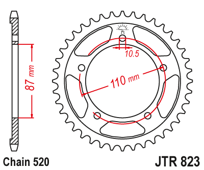 Rear Sprocket 795 47 SUZUKI DL 250 V-STROM '17-19, SFV 650 GLADIUS '09-14 (+1) (79547JT) (Chain. 520), JT Sprockets