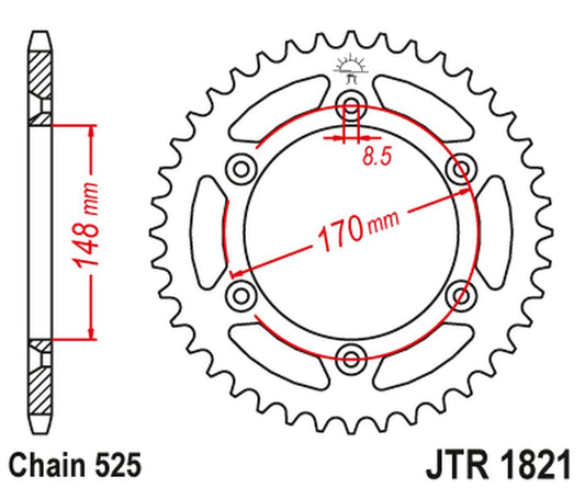 Rear Sprocket 804 47 SUZUKI DR 800 BIG '94' (80447JT) (Chain.525), JT Sprockets