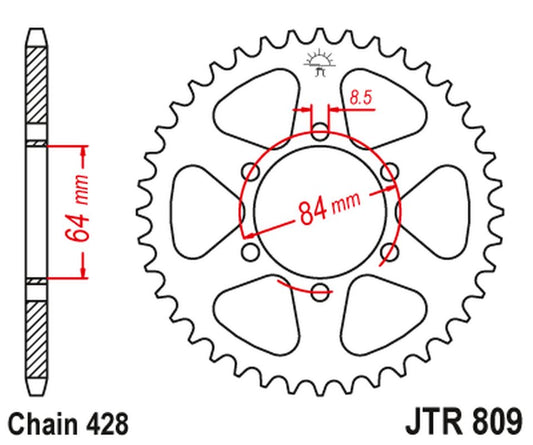Rear Sprocket 809 55 SUZUKI DR 125 '85-00 (+2) (80955JT) (Chain. 428), JT Sprockets