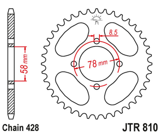 Rear Sprocket 810 43 SUZUKI GS 125 '83-00 (81043JT) (Chain. 428), JT Sprockets