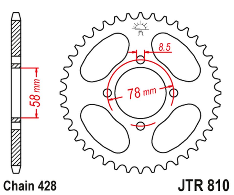 Rear Sprocket 810 50 SUZUKI GT 125 '74-81, RV 125 (81050JT) (Chain. 428), JT Sprockets