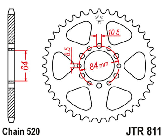 Rear Sprocket 811 39 SUZUKI TC 125/185 '73-77, TS 185 '71-84 (81139JT) (Chain. 520), JT Sprockets
