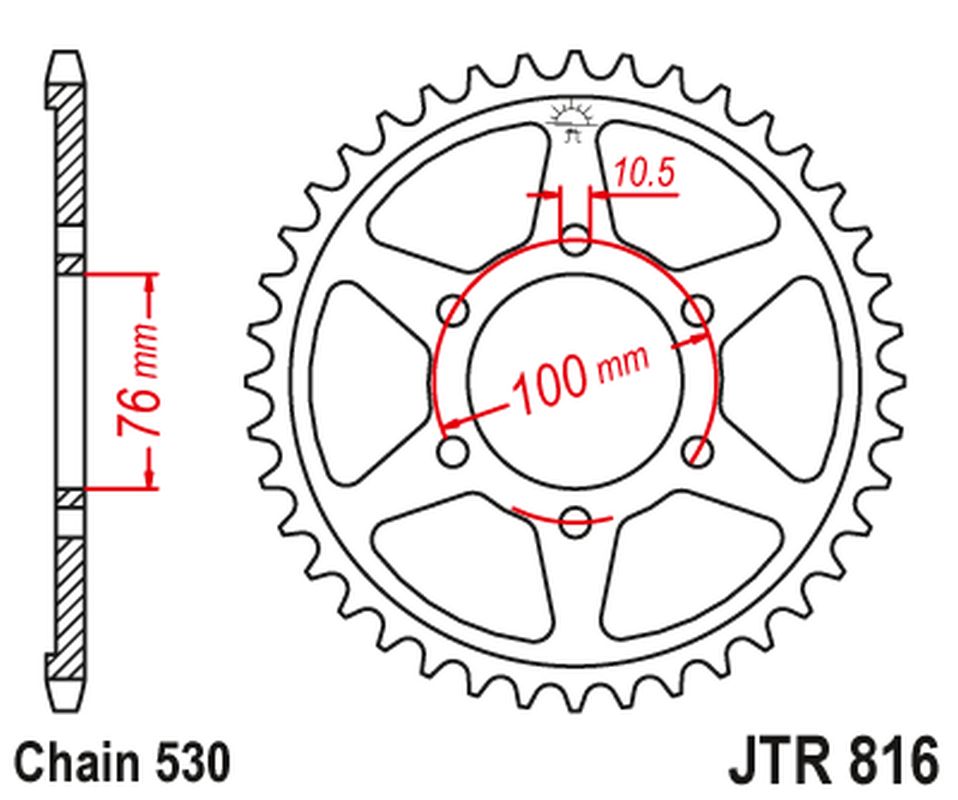 Rear Sprocket 816 52 SUZUKI GSX 1100F '88-96 KONWERSJA (81652JT) (Chain. 530), JT Sprockets