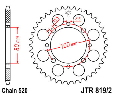 Rear Sprocket 819 41 SUZUKI GZ 250 MARAUDER (99-10), GN 250 (82-99) (81941JT) (Chain. 520), JT Sprockets