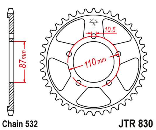 Rear Sprocket 821 46 SUZUKI GSX-R 1100 '86-88 (82146JT) (Chain. 532), JT Sprockets