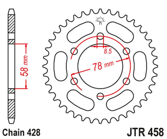 Rear Sprocket 826 40 KAWASAKI KH 100 '93-94', KH 125 '83-94' (6 Holes) (82640JT) (Chain.428) , JT Sprockets