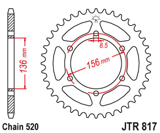 Rear Sprocket 830 46 DERBI 659 MULHACEN '07-12, SUZUKI RGV/TV 250 '89-90 (83046JT) (Chain. 630), JT Sprockets