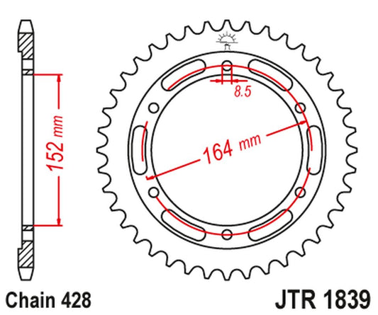 Rear Sprocket 841 56 YAMAHA SR 400 (2RD) '91-00', SR 500 '91-00' (84156JT) (Chain.428), JT Sprockets