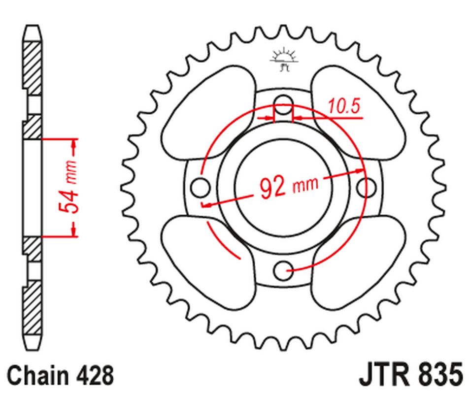 Rear Sprocket 843 50 YAMAHA SR 125 '82-03 (84350JT) (Chain. 428), JT Sprockets
