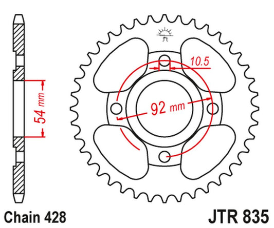 Rear Sprocket 843 50 YAMAHA SR 125 '82-03 (84350JT) (Chain. 428), JT Sprockets