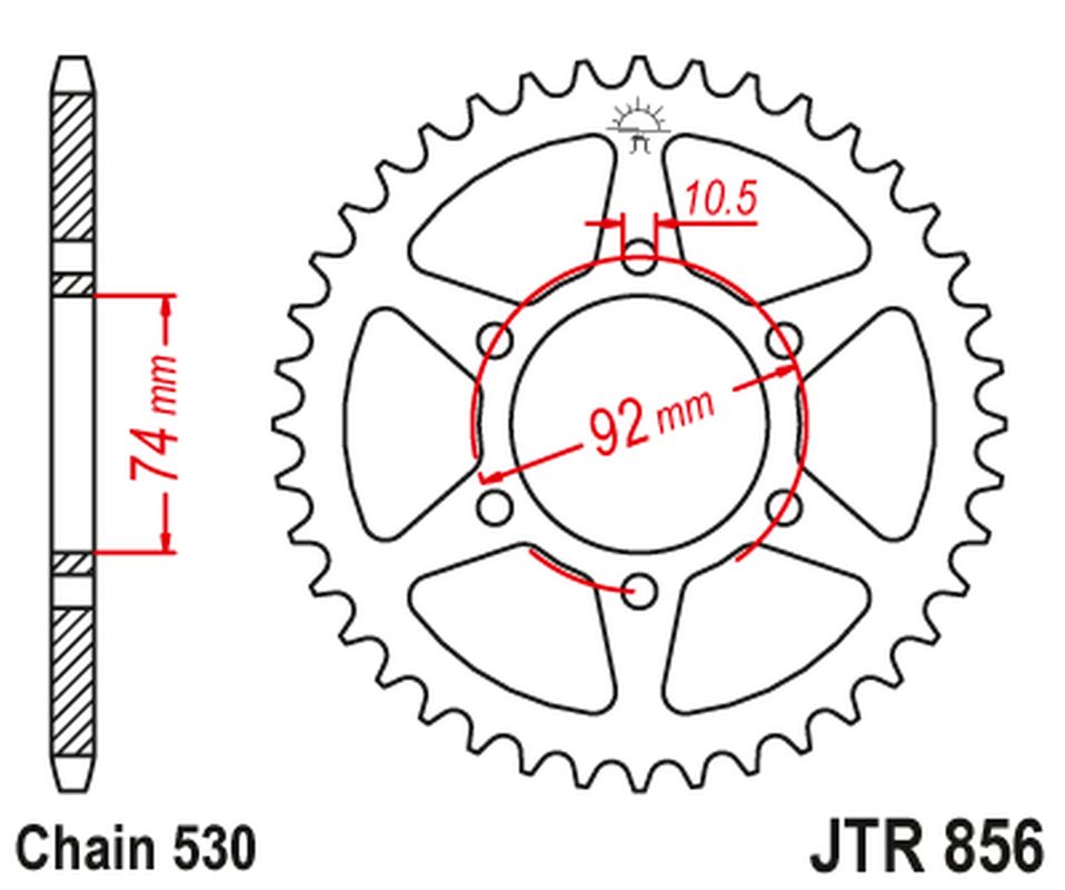 Rear Sprocket 852 44 YAMAHA XJ 400 / XJ 550 SECA/MAXIM '81-85 (85244JT) (Chain. 530) , JT Sprockets