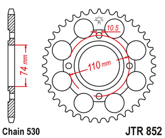 Rear Sprocket 861 41 YAMAHA RD 250LC '80-85, RZ 250 (86141JT) (Chain. 530), JT Sprockets