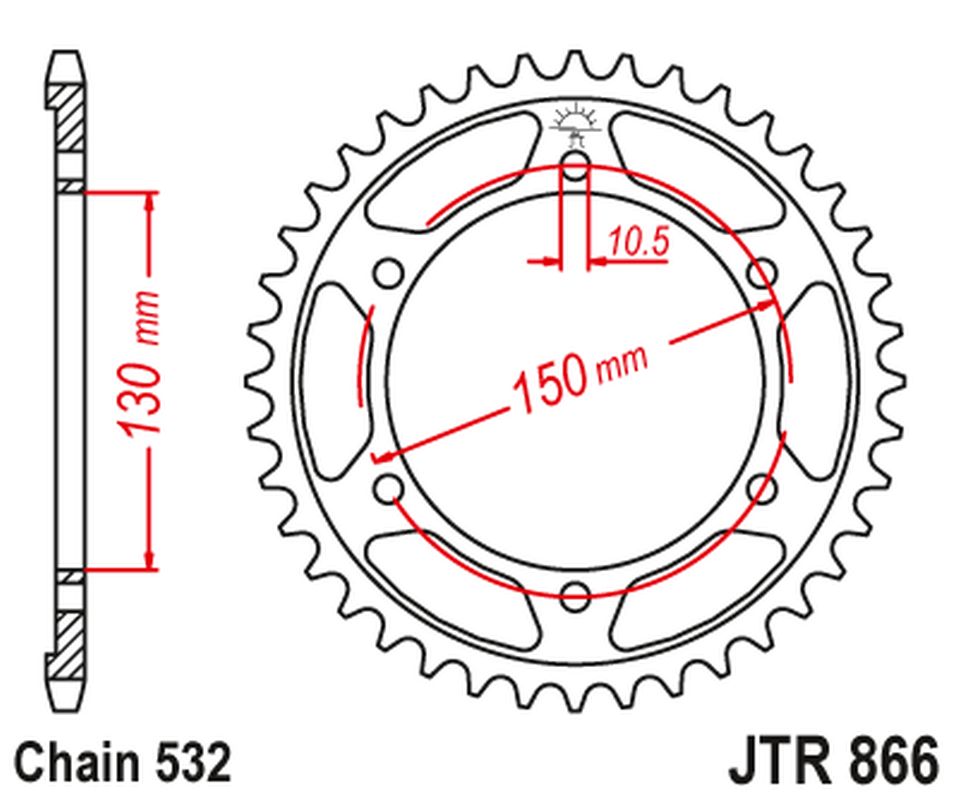 Rear Sprocket 863 43 YAMAHA FZR 750R '89, YZF 750R '93-97 (STD.43) XJR 1200 '95-98, (STD.+5) (86343JT) (Chain.532), JT Sprockets