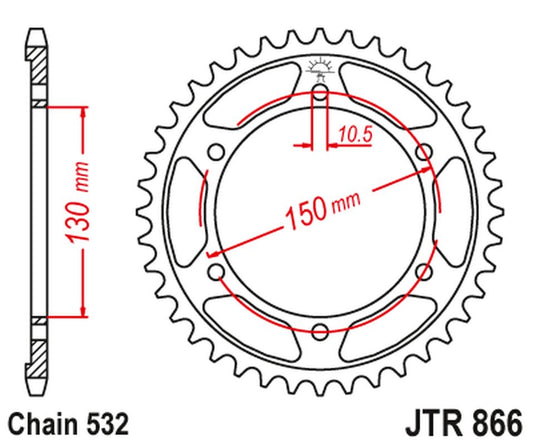 Rear Sprocket 863 43 YAMAHA FZR 750R '89, YZF 750R '93-97 (STD.43) XJR 1200 '95-98, (STD.+5) (86343JT) (Chain.532), JT Sprockets