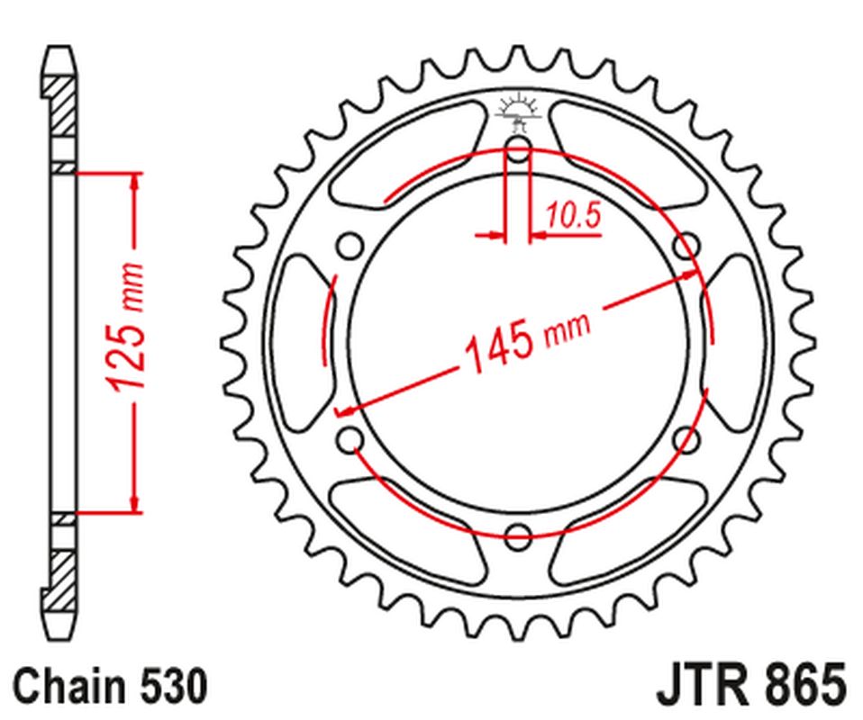 Rear Sprocket 865 44 YAMAHA FZ 750 '85-86 (STD.44) FZR 600 '90-99 (STD.-1) (86544JT) (Chain. 530), JT Sprockets