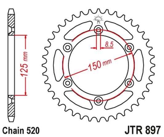 Rear Sprocket 899 51 Aluminium RACELITE KTM SX/EXC/LC4 (91-25) (89951JTA) (Chain. 520) KOLOR NIEBIESKI, JT Sprockets