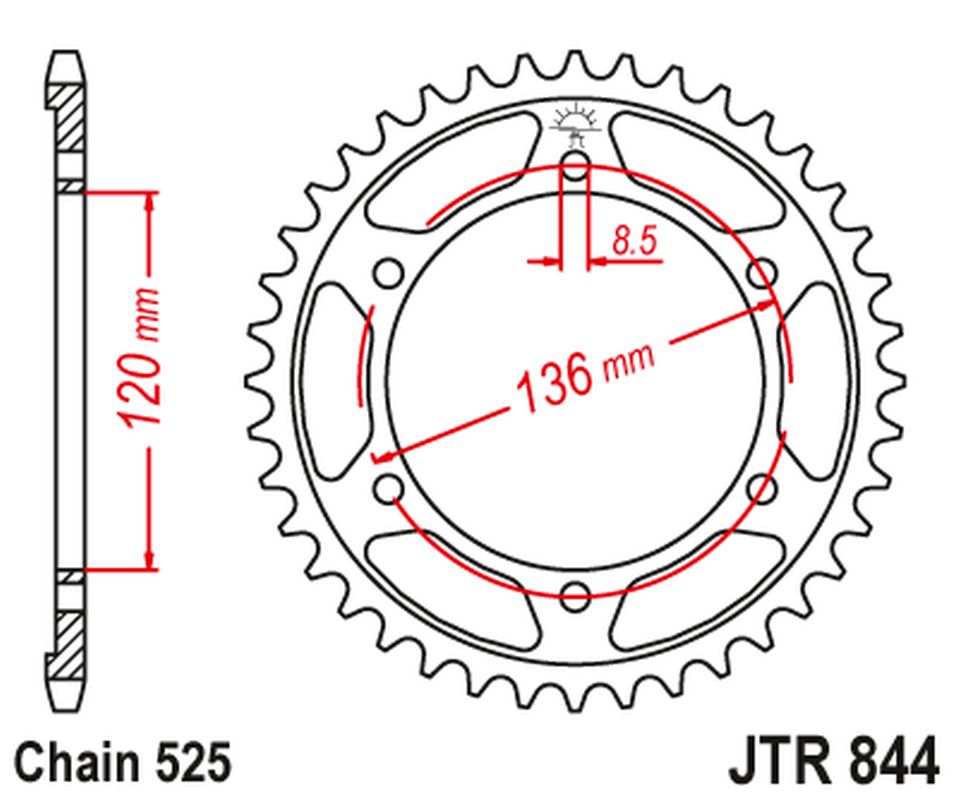 Rear Sprocket 900 44 YAMAHA FZR 400 GENESIS '88, (90044JT) (Chain. 525) , JT Sprockets