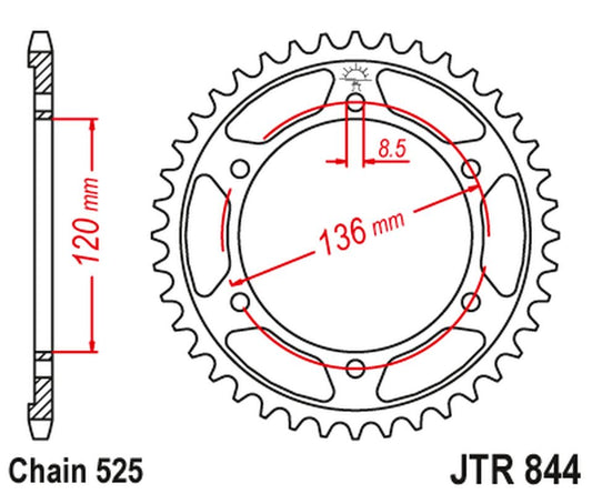 Rear Sprocket 900 44 YAMAHA FZR 400 GENESIS '88, (90044JT) (Chain. 525) , JT Sprockets