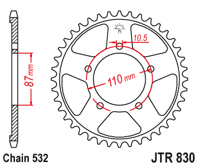 Rear Sprocket Aluminium 7075-T6 (ERGAL) 4675 42 KTM 200 DUKE/RC '15-'20 COLOR ORANGE - , JT Sprockets