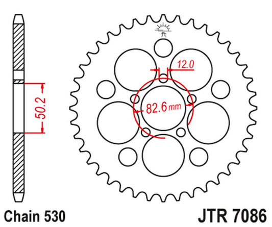 Rear Sprocket HARLEY DAVIDSON XLH 883/1200 SPORTSTER (86-92) (Chain. 530), JT Sprockets