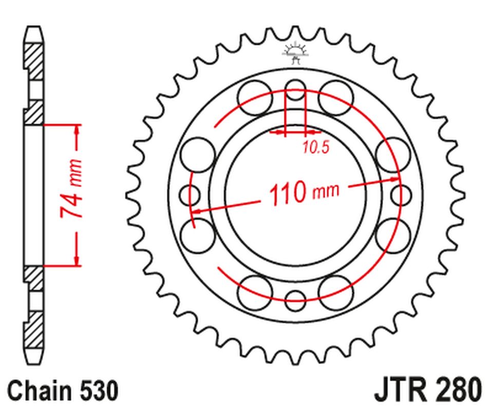 Rear Sprocket HONDA CB 500 T '75-77' (28033JT) (Chain.520), JT Sprockets