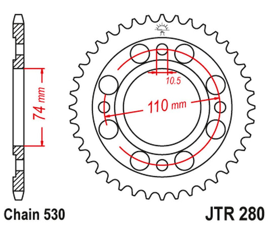 Rear Sprocket HONDA CB 500 T '75-77' (28033JT) (Chain.520), JT Sprockets