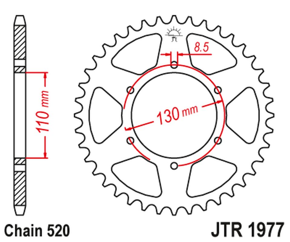 Rear Sprocket HONDA XR 200 '80-81', XL 250 '76-77' (Chain520), JT Sprockets