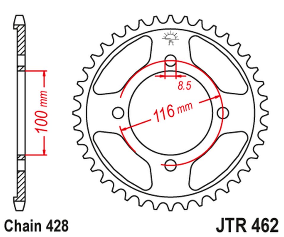 Rear Sprocket JTR462 54 KAWASAKI KX 80 '86-99', KX 85 '01-20', KX 100 '86-21' (46254JT) (Chain.428) KONWERSJA, JT Sprockets