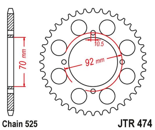 Rear Sprocket JTR474 48 KAWASAKI KH 250 '75-82', S1 250 '73-75' (47448JT) (chain.525) , JT Sprockets