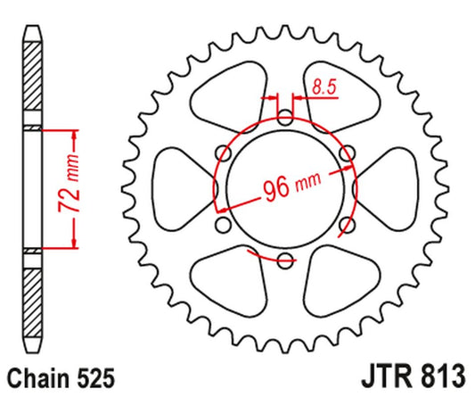 Rear Sprocket SUZUKI TM 400 '71-75, TS 250 '75-83, TS 400 '72-77 (JTR813,40) (Chain. 525), JT Sprockets