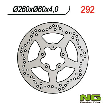 Brake disc (rotor) front APRILIA 50/125/200/250/400/500 SCARABEO, PIAGGIO MEDLEY 125/150 16-18 (260X60X4,0MM) (5X8,5MM) - Replaces NG1592, NG Brakes
