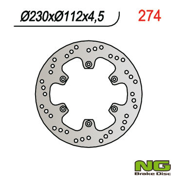 Brake disc (rotor) front APRILIA RX 50, YAMAHA DT 50R 97- (230x112x4,5), NG Brakes