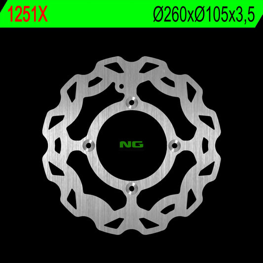 Brake disc (rotor) front BETA 125RR (4T) '08-'22, RR125 (2T)'19-'22, RR50 WAVE (260X105X3.5), NG Brakes